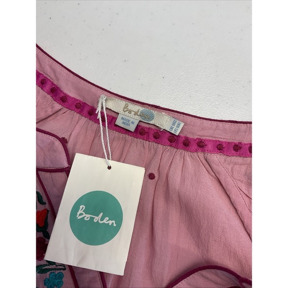 NEW Boden Amelia Pink Embroidered Dress 10R cap sleeve pockets knee length - Picture 6 of 11